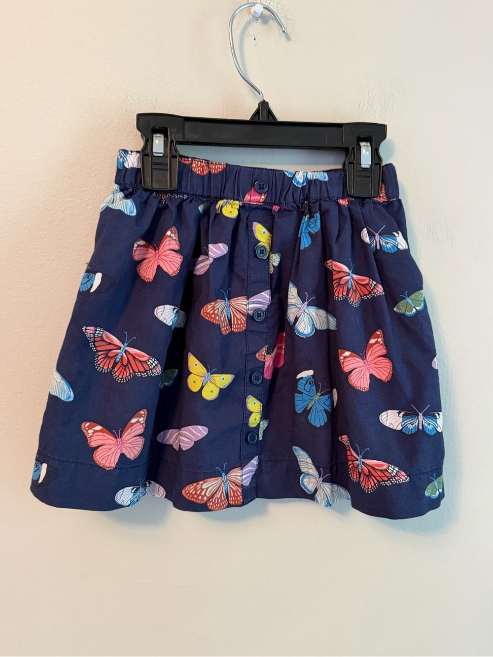 Mini Boden Navy Butterfly Print A-Line Skirt